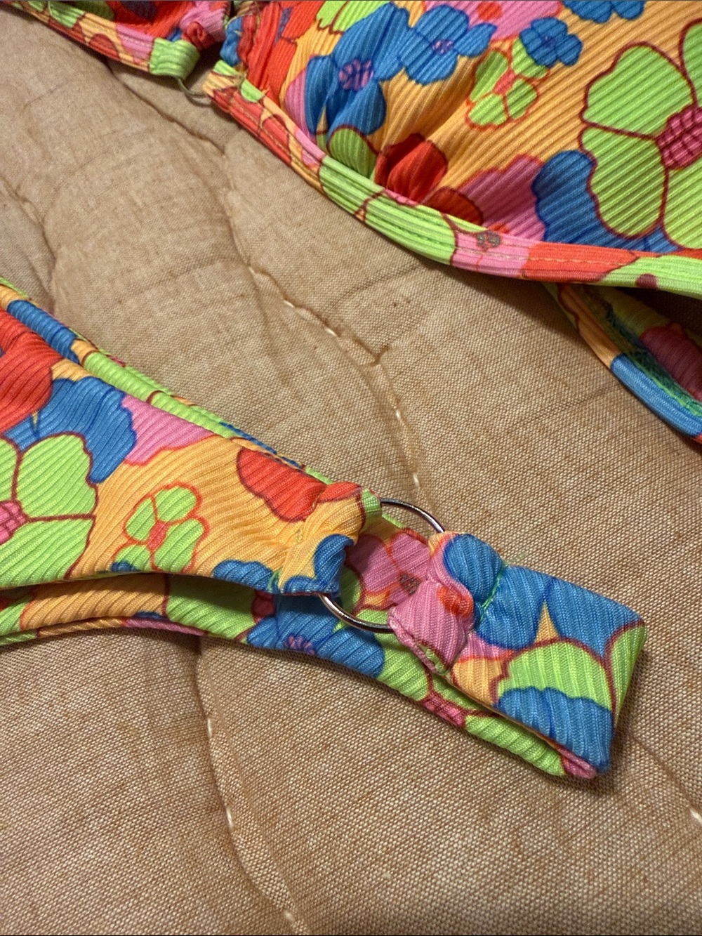 Colorful Floral Ribbed Bikini Set - Picture 2 of 3